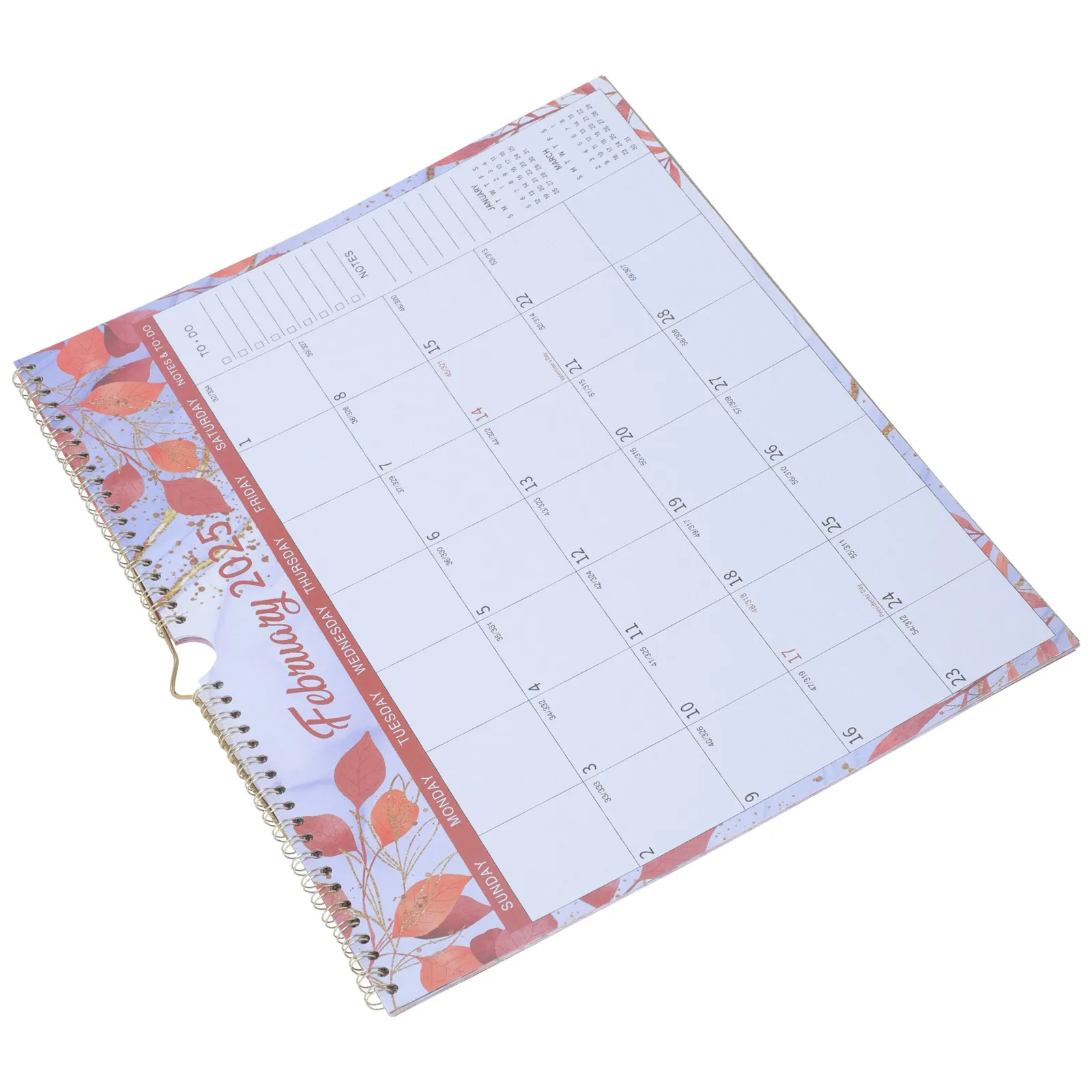 

Creative Floral Spiral Bound Wall Calendar Large Size Office Desk Calendar with Daily Memo Event Tracking Ideal for Family