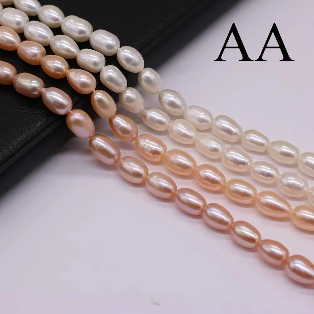 

7-8mm AA Natural Freshwater Pearl White Rice Bead Loose Christmas Gift Jewelry Making Supplies DIY Necklace Bracelet Accessories