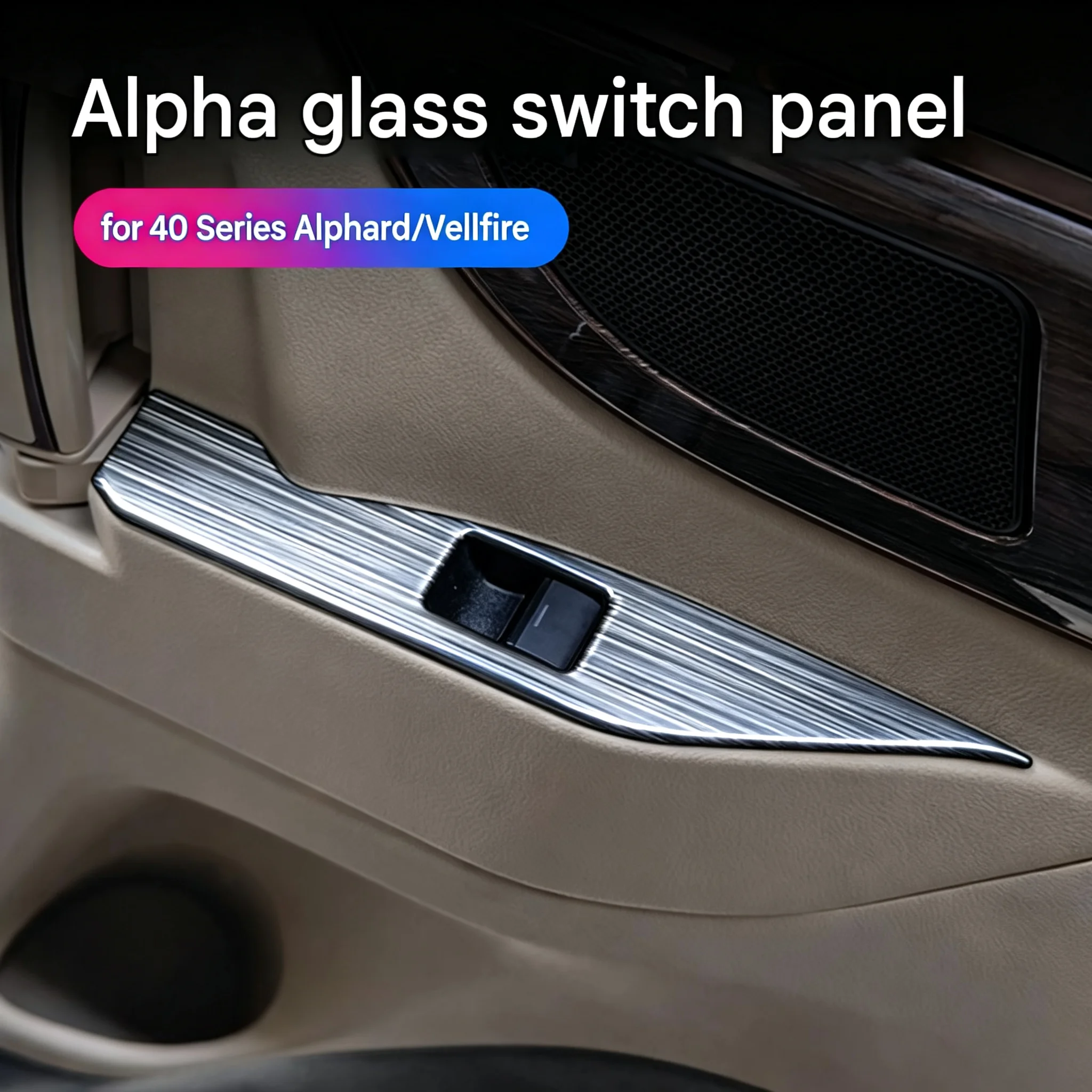 Car Window Switch Trim for Toyota Alphard Vellfire 40 Series Sliding Door Stainless Steel Brushed Black Interior Accessories