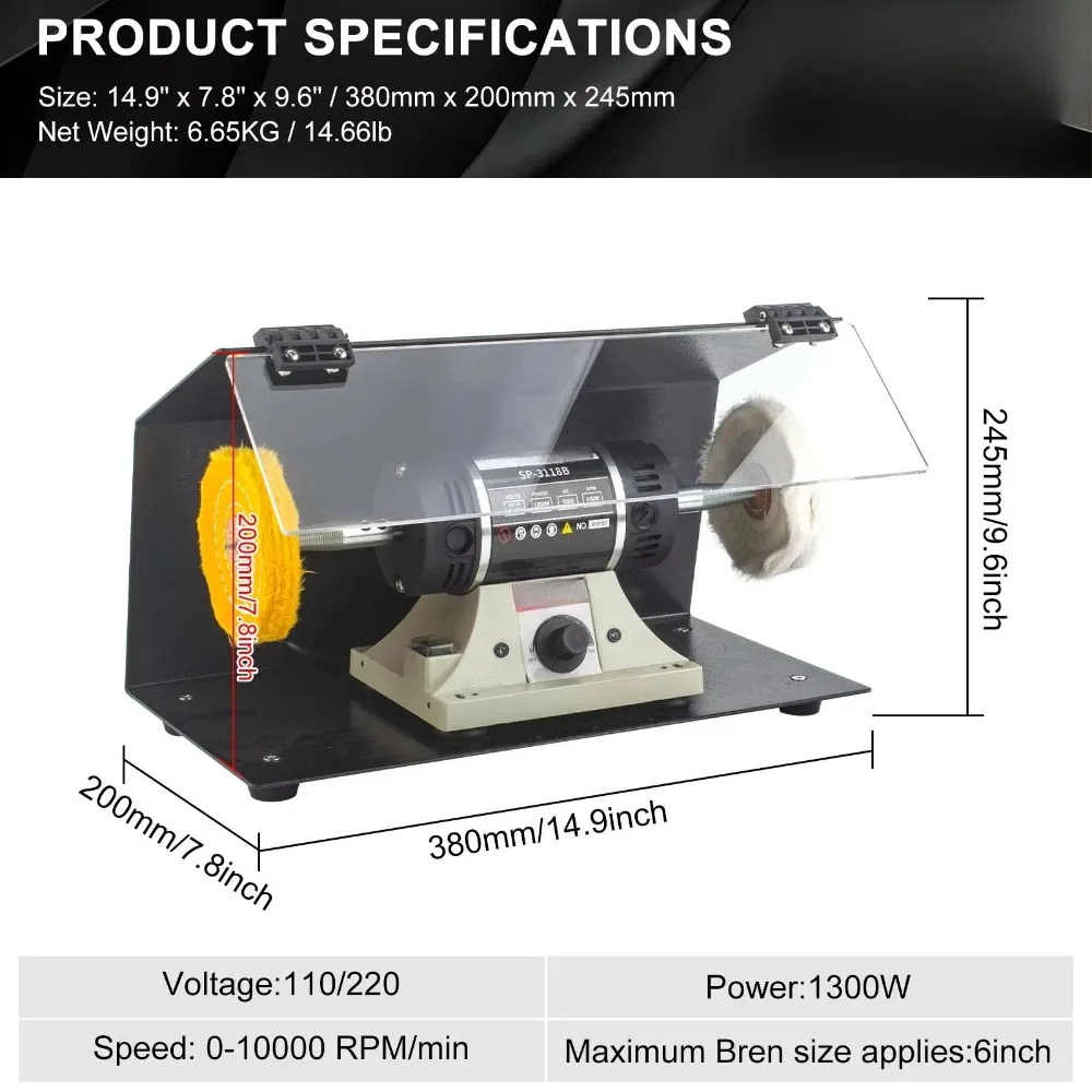 Bench Polisher Cloth Wheel Small All-in-One Polishing Tool for Metal Watch Jade Beads Jewelry Acrylic