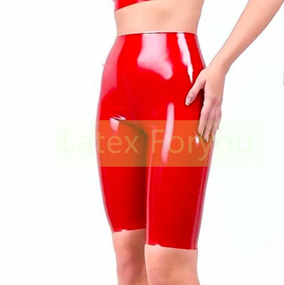 

Handmade Women High Waist Latex Boxer Lady's Mid Shorts Rubber Panties Underwear Sexy Fetish Panties Halloween Party Wear
