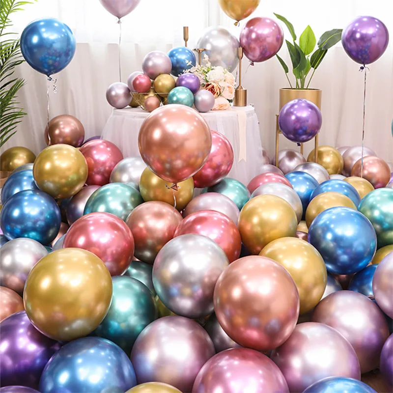 10Pcs 10inch Chrome Metal Latex Helium Balloons Wedding for Birthday Party Wedding Baby Shower Christmas Decoration