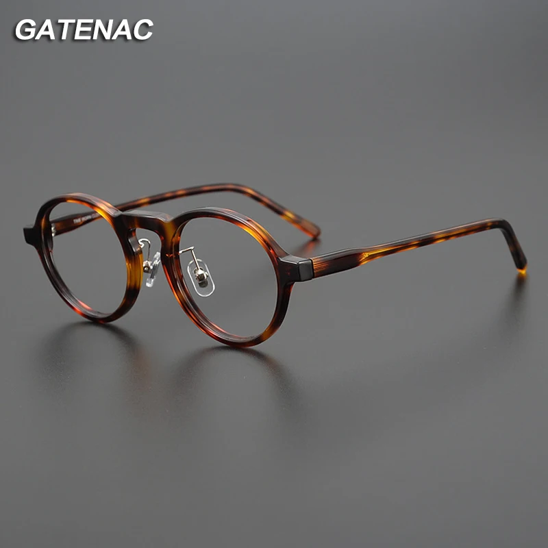 

Vintage Acetate Eyeglasses Frame Men Round Prescription Myopia Glasses Frame Women Retro Korea Light Luxury Brand Optics Eyewear