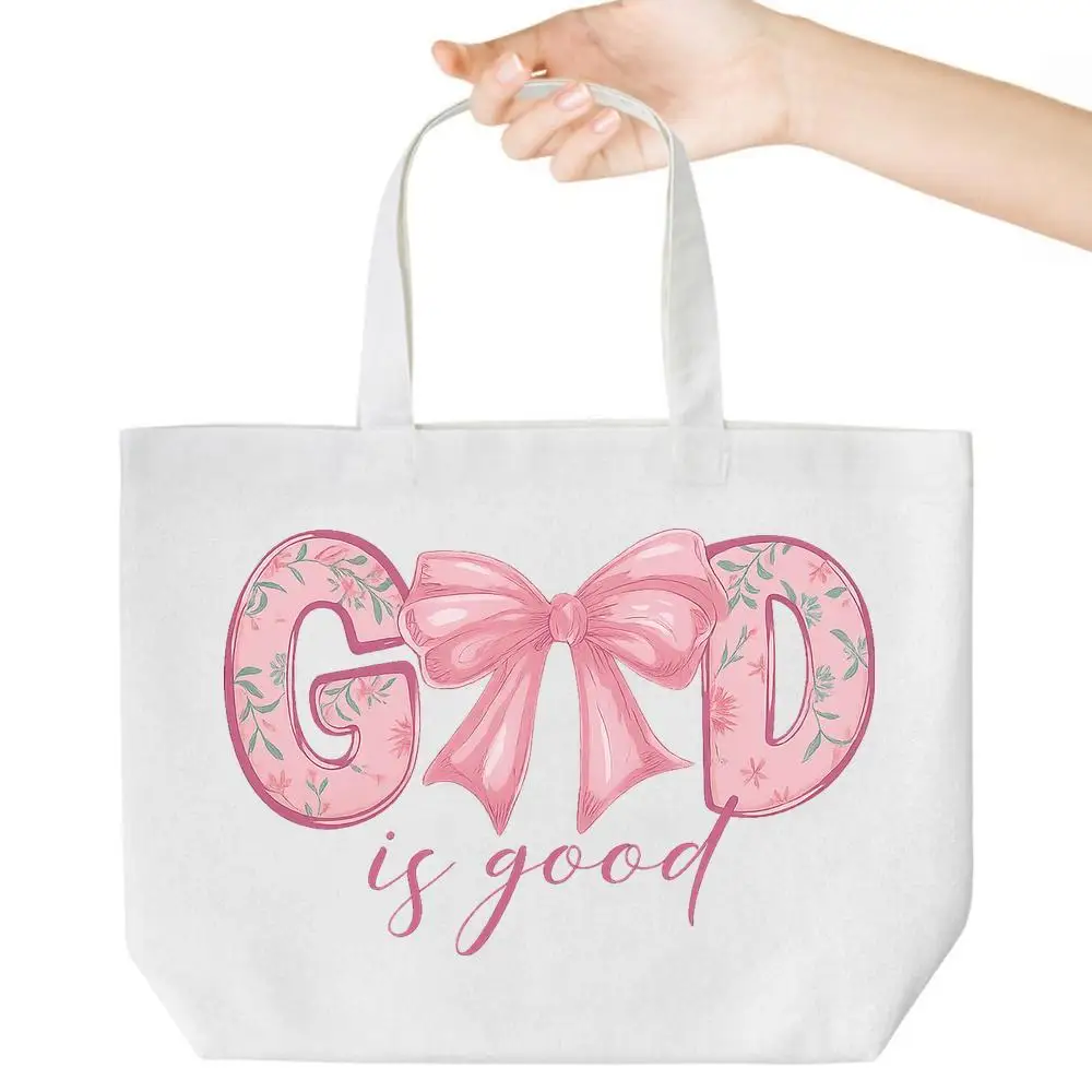 

Сумка "Бога хорошая". Дизайн Библейского стиха для продуктов, школ и работы. Верный подарок.