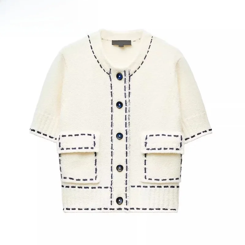 

New Summer Women's Knitted ort Sve round Ne ket Outerwear Casual Comfortable Breathable Commute Sle Loose Fit