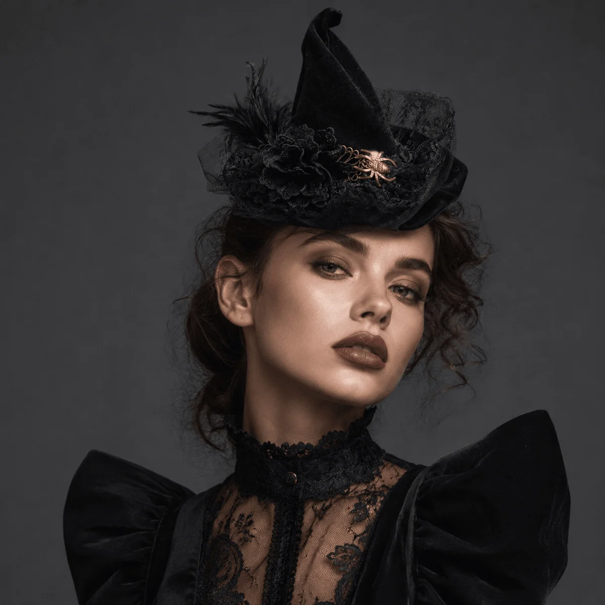 Halloween Witch Hat Hair Clip Gothic Pointed Wizard Headpiece For Cosplay