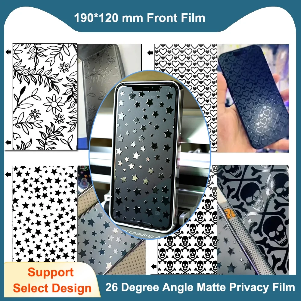 Bignocat 50pcs Textured Design Matte Privacy Film for Phones Hydrogel Micas Curved Screen Protector for Cutting Plotter Machine