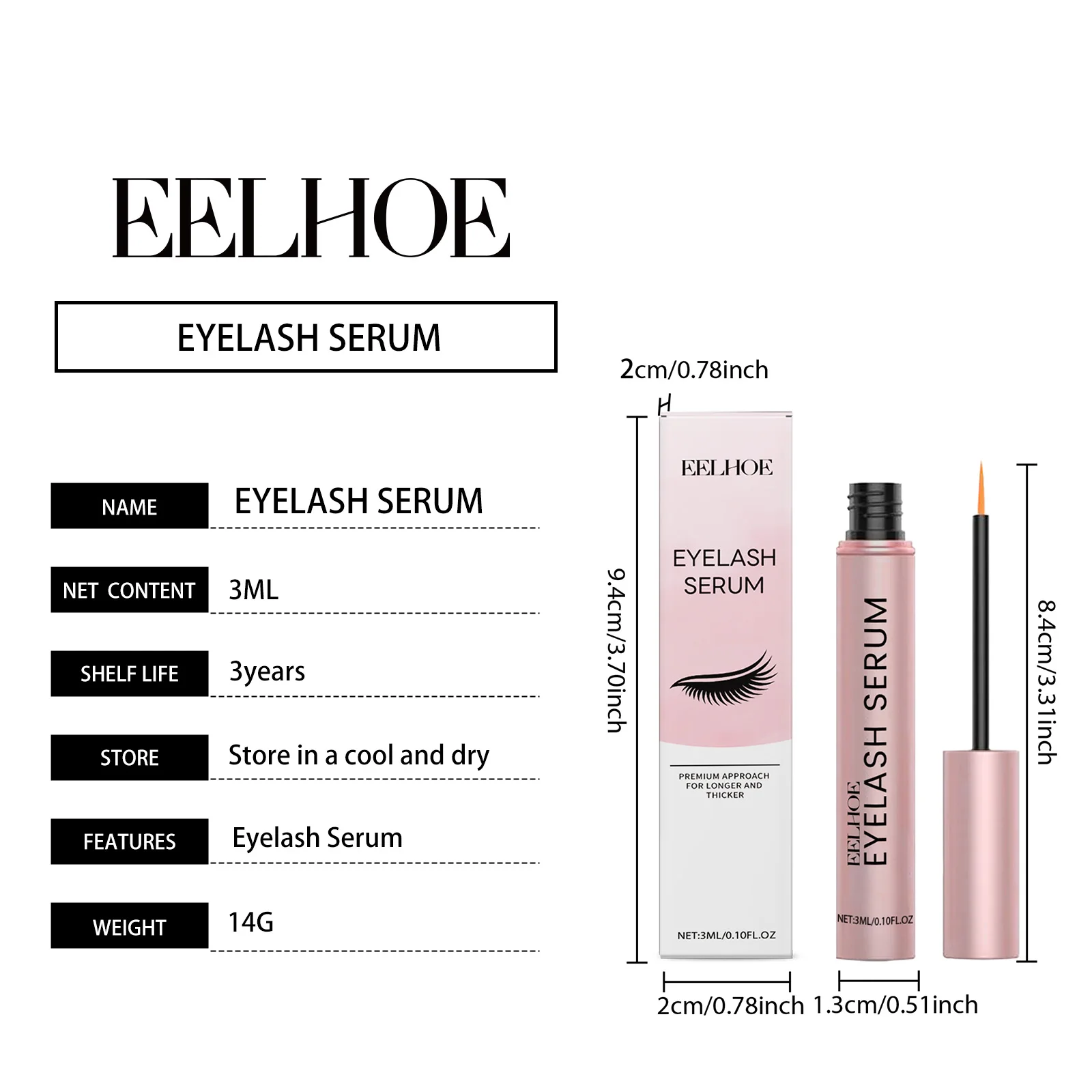 EELHOE Siero per estensione ciglia Agente per la crescita delle sopracciglia a lunga durata Miglioramento delle ciglia Trattamento più lungo per il siero per la crescita delle ciglia