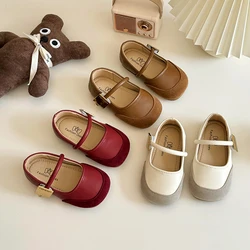 Spring Autumn Children Leather Shoes for Baby Girls Casual Shoes Soft Bottom Non-slip Comfortable Princess Shoes Size 23-34