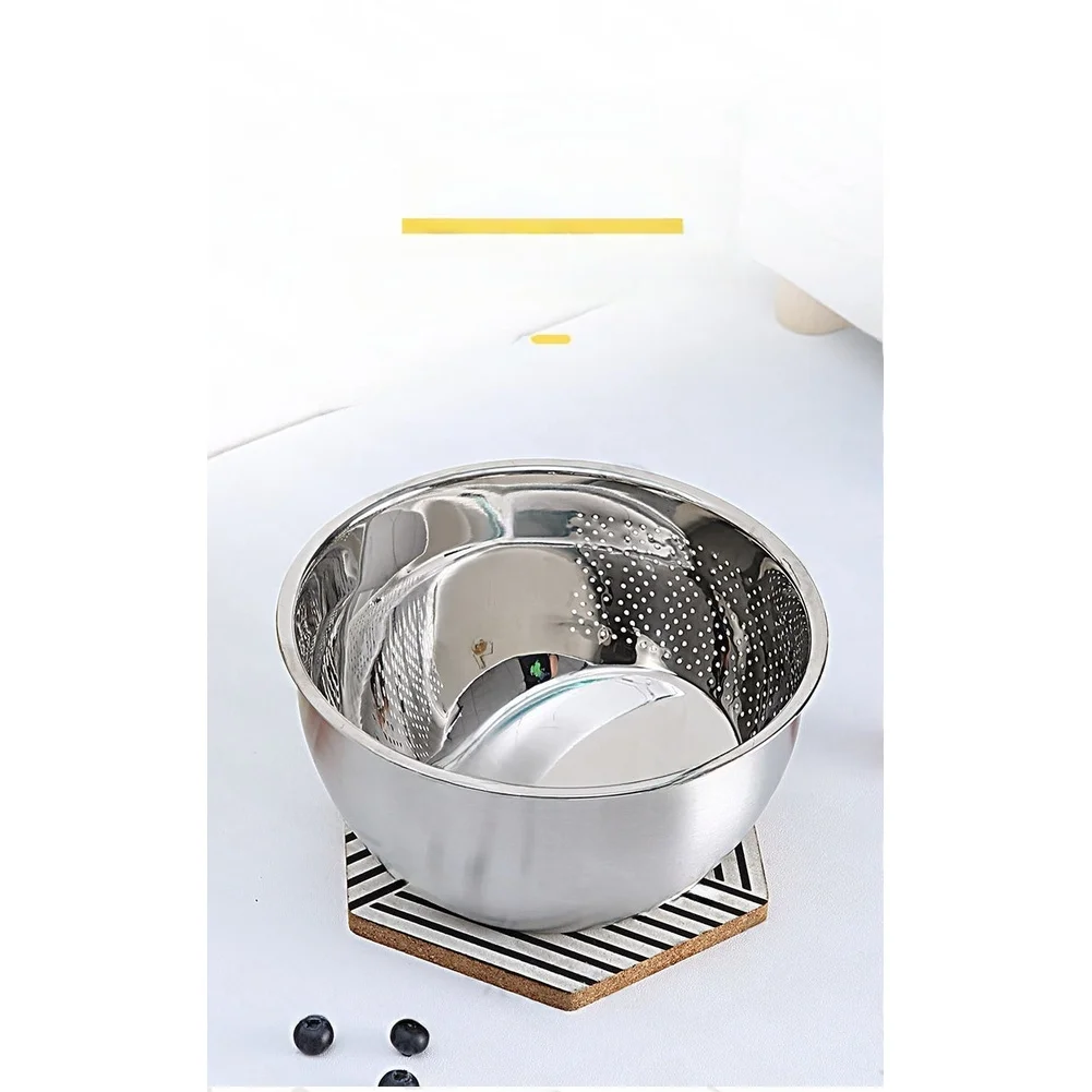 Stainless Steel Slanted Bottom Kitchen Drain Basket For Rice Washing And Food Rinsing For Efficient Draining Multi-Purpose Use