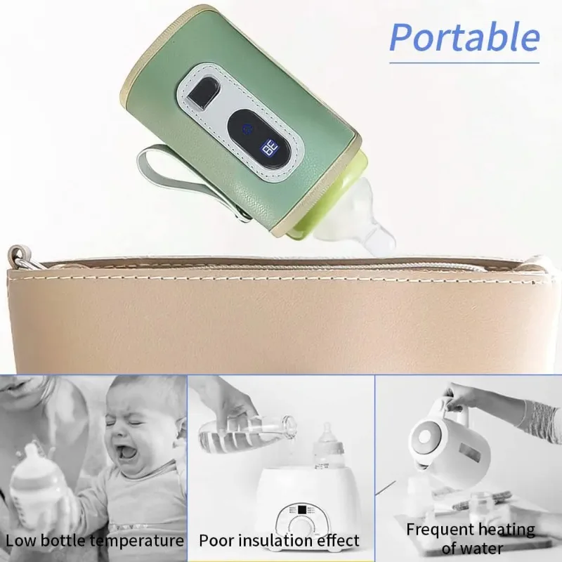 USB Milk Water Bottle Warmer  for Breastmilk and Formula with Led Display, 5 Temperature Adjustable Baby Milk Warm Keeper