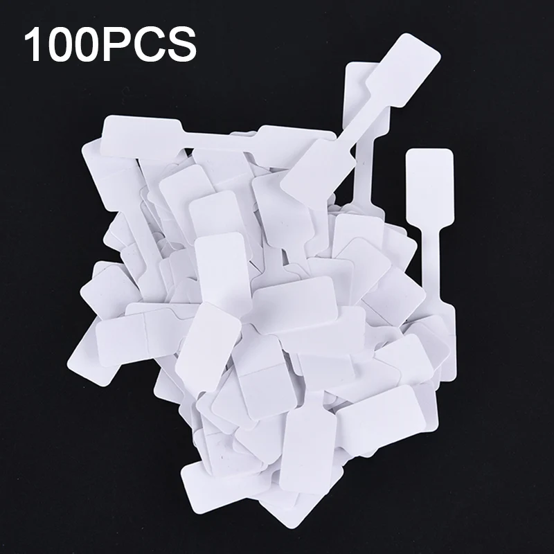 100pcs White Price Label Tags with Hanging String Jewelry Stationery Shoes Cloth