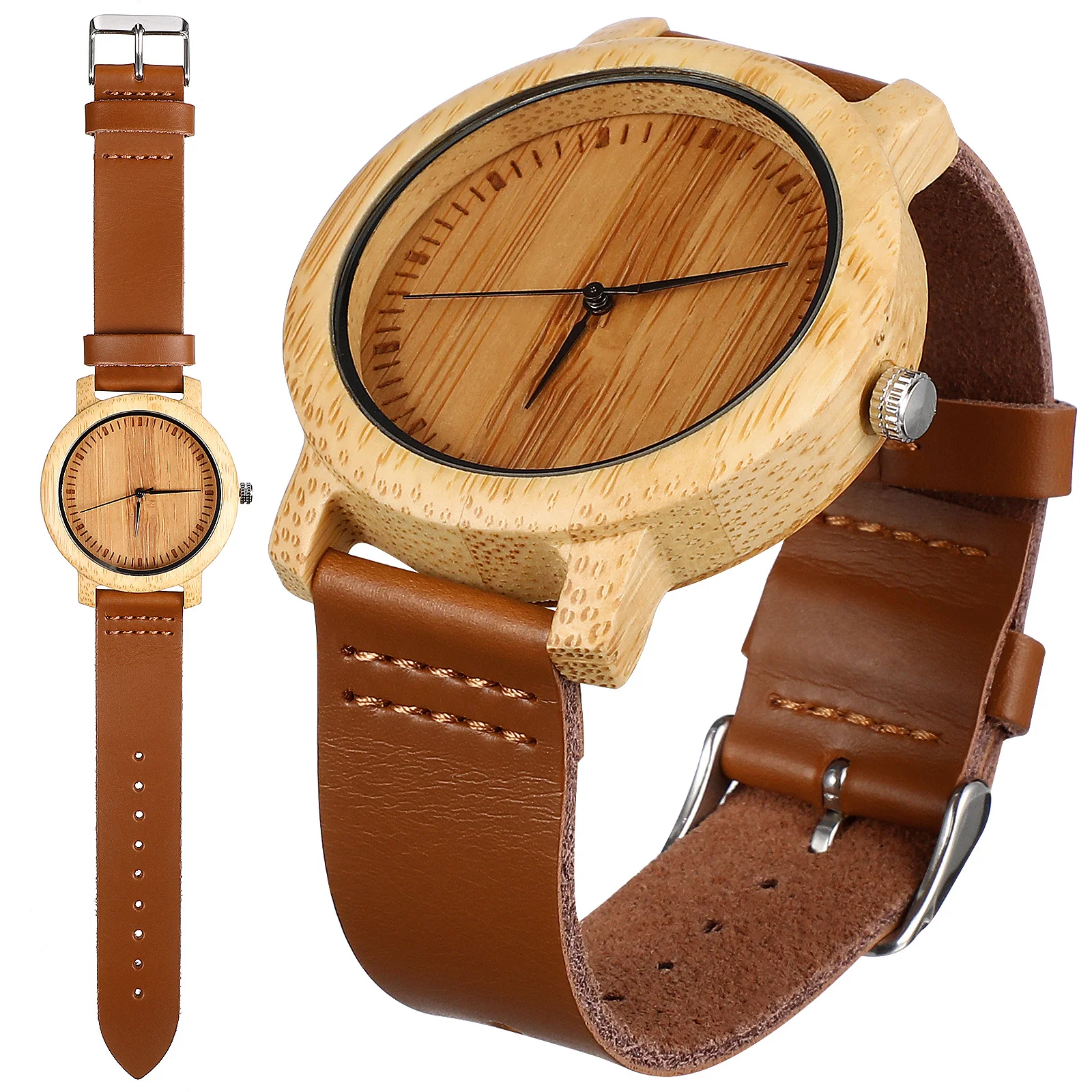 Мужские повседневные часы ручной работы из бамбукового кварцевого механизма, деревянные часы с аналоговым ремешком, легкие наручные часы для деловых поездок, подарки