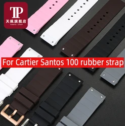 20mm 23mm Watch Strap for Cartier Santos Sandoz Santos 100 Silicone Watch Strap Rubber Men and Women Black