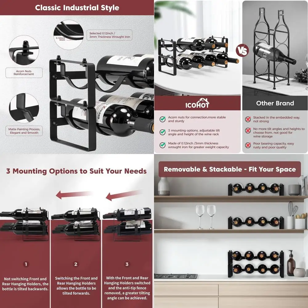 

Компактная двухуровневая металлическая винная стойка для столешницы и шкафа, прочная настольная подставка-органайзер для кладовой и бара