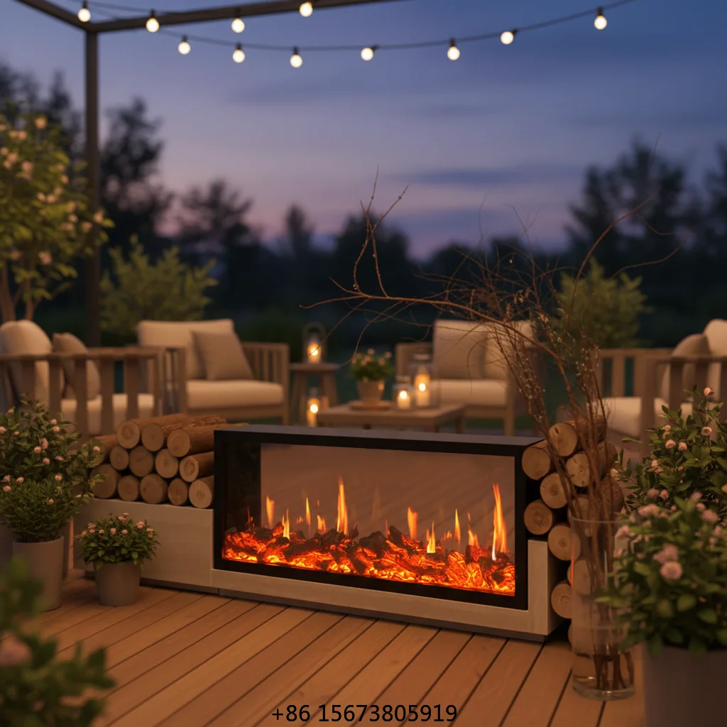 71 Inch LCD Electric Fireplace - Real Flame Effects, Remote Control, Adjustable Heating, Recessed Insert, CE Certified
