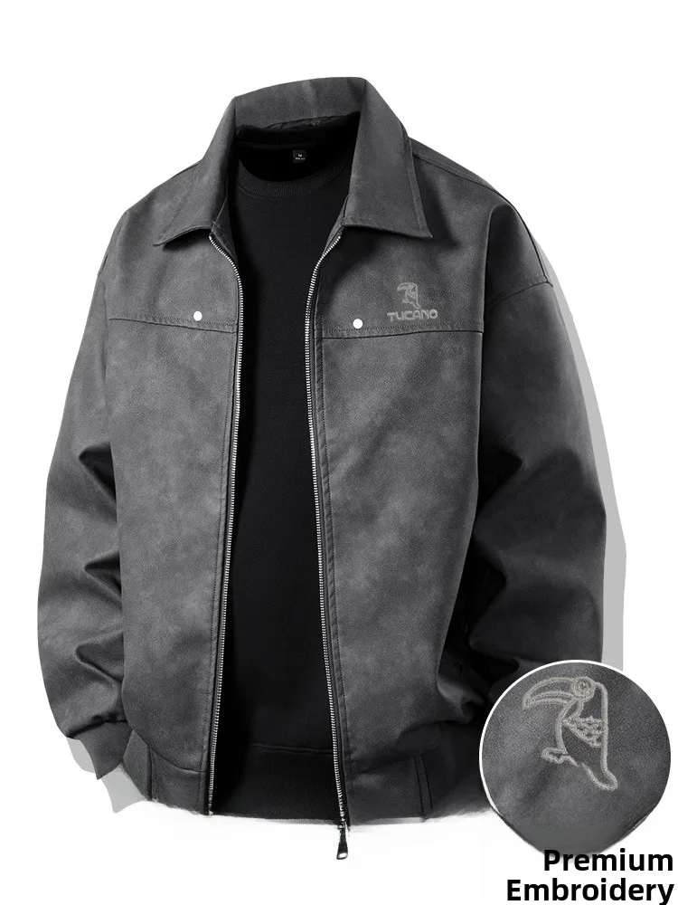 

TUCANO мужской свободный крой из искусственной кожи с вышивкой байкерский Sle модная осенняя одежда ветрозащитный водонепроницаемый антибактериальный