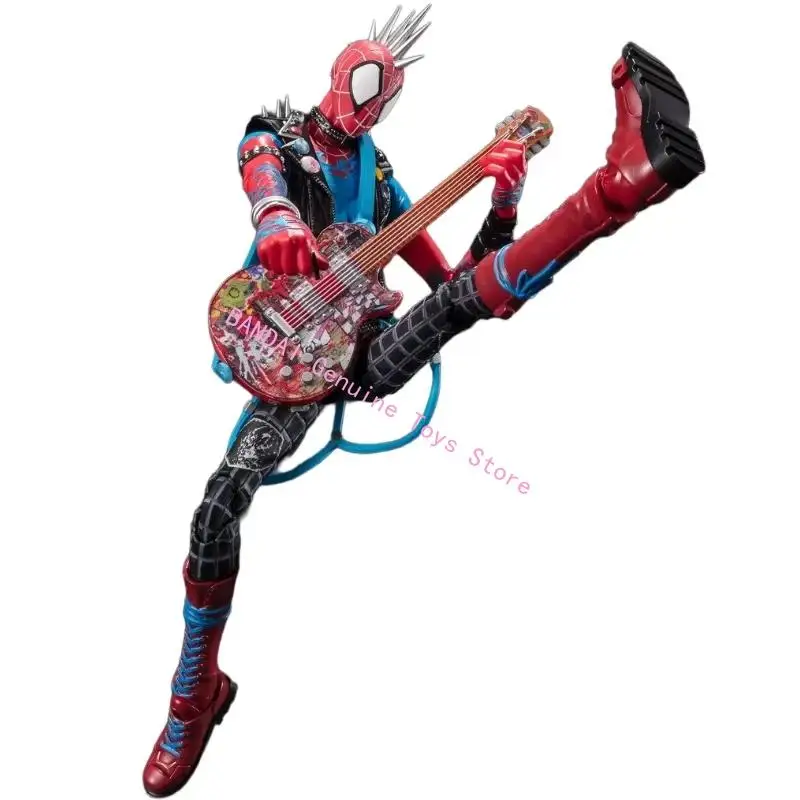 Em estoque original bandai shf spider-punk homem-aranha através do universo figura de ação animação brinquedo presente modelo coletor hobby