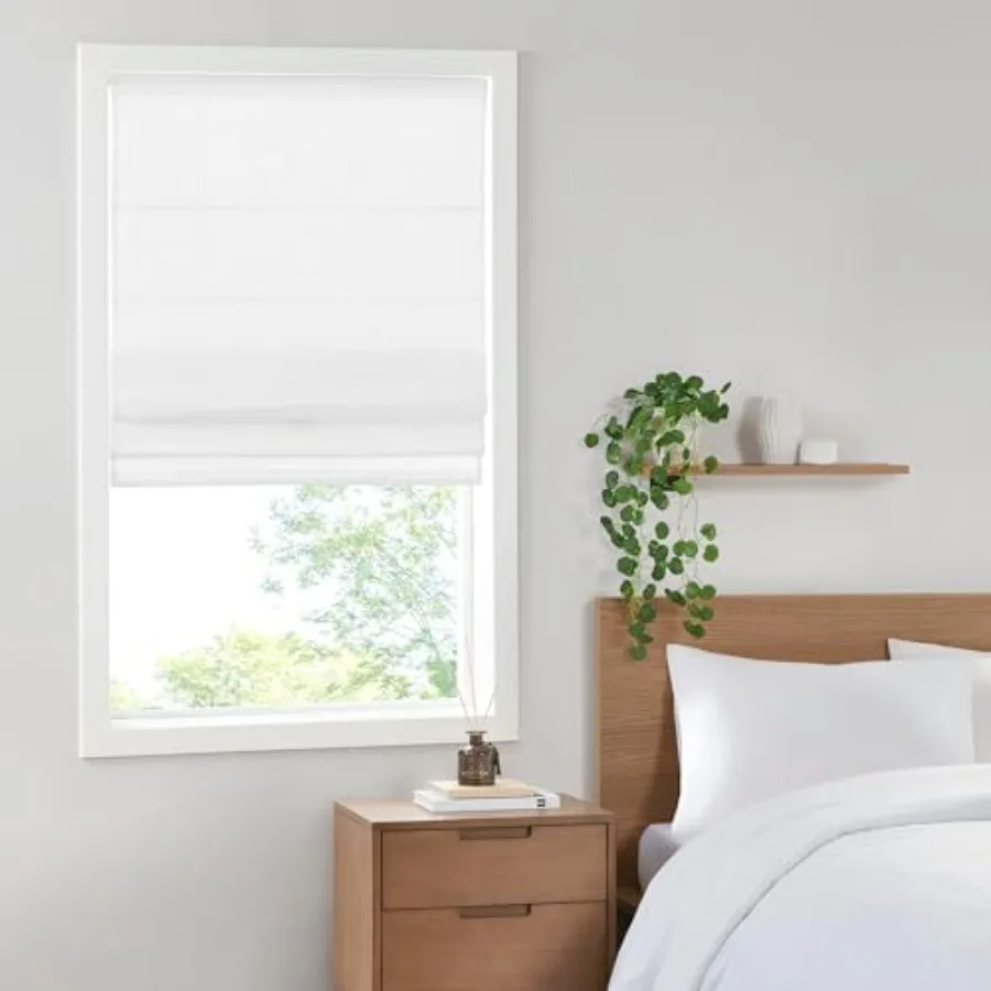 

Kyler Cordless Roman Shades - Single Panel, Lightweight Fabric, Natural Design, Easy Installation, Light Filtering Window Blind