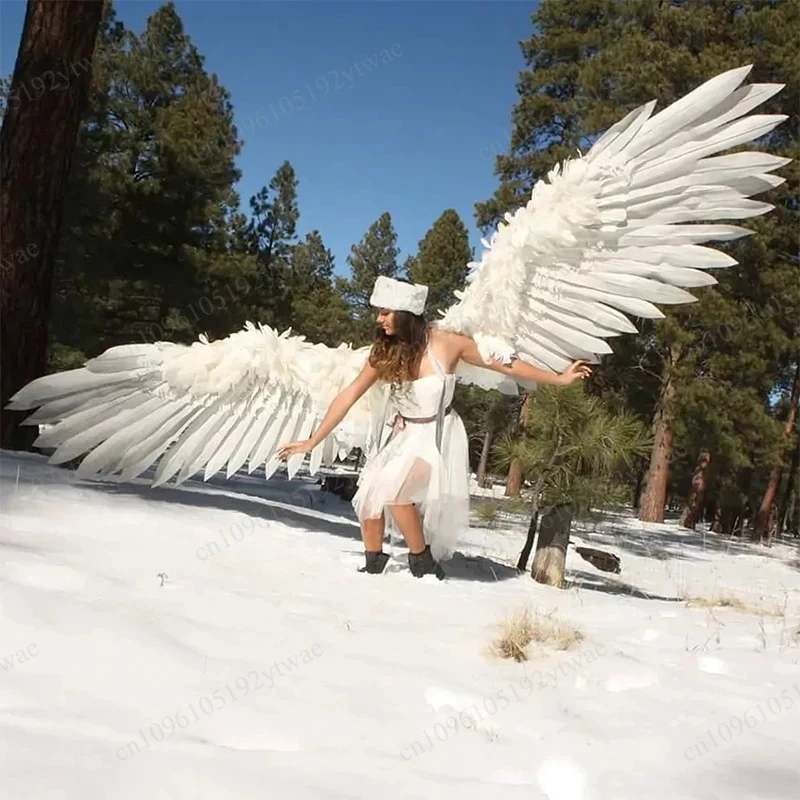 Alas de Ángel Eléctricas Plegables Grandes, Alas de Plumas Blancas Extensibles con Control Remoto para Cosplay