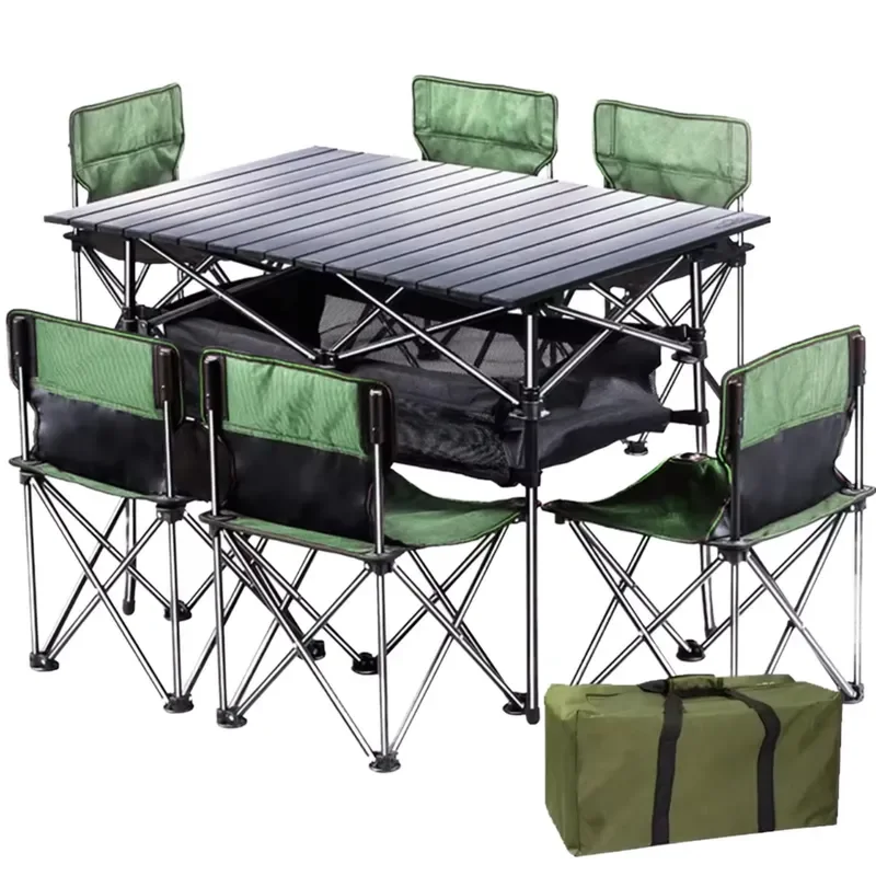 Lightweight Steel Tube Farmhouse Folding Picnic Table with Oxford Cloth for Outdoor BBQ Camping Rustic Design Villa Use