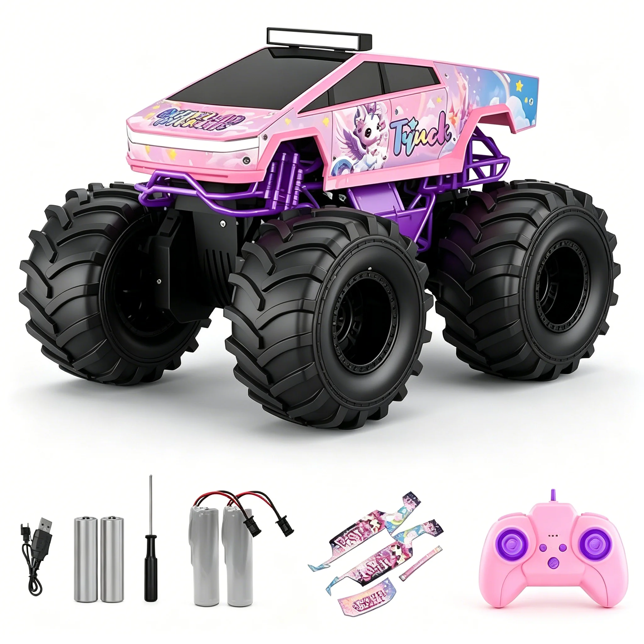 

1:18 Pink Amphibious RC Car 4WD Waterproof All Terrain Off-road Monster Truck 2.4GHz Remote Control Pickup Truck Toys Christmas Birthday Gift for 6+ Years Kids Boys Girls