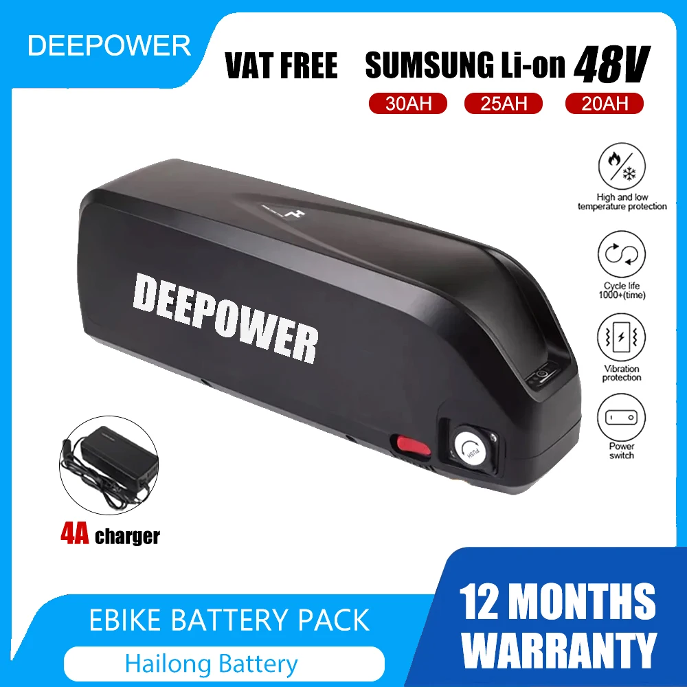 DEEPOWER Orginal 18650 21700 36v 48v Hailong ebike lithium batterys 20Ah 30AH Spare external battery for Electric bicycle bike