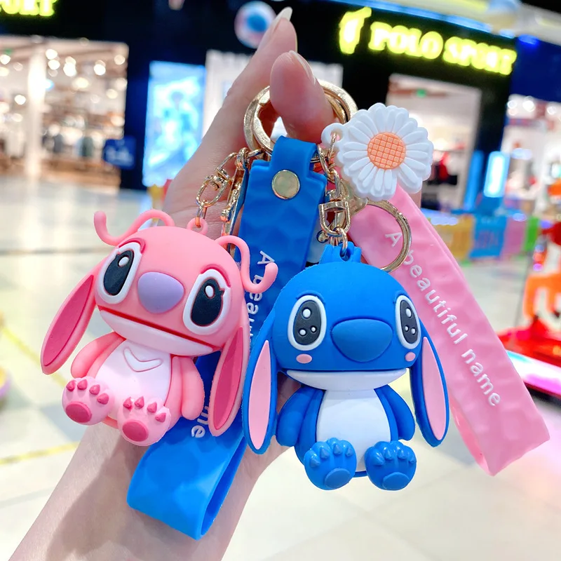 6cm Disney Interstellar Keychain Stitch Angel Doll Cartoon Lilo & Stitch Cute Keyring Couple Bag Ornament Key Chain Gifts