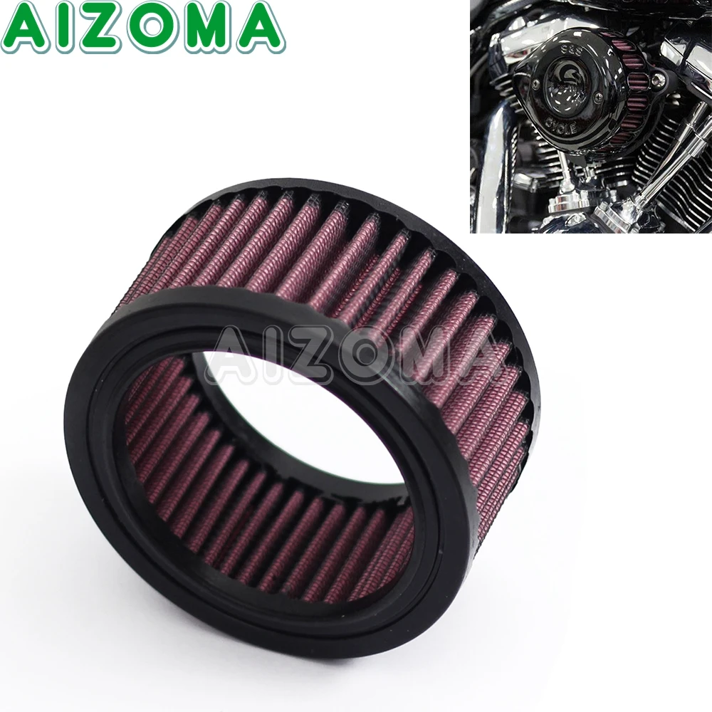 Universal High-Flow Round Air Cleaner Red Intake Filter For Harley Dyna Heritage Softail Touring Sportster Motorcycle Accessorie