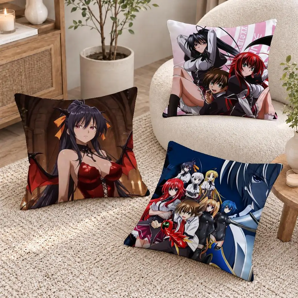 Hot Anime High School DxD Cushion Cover Short Plush Pillow Cover, Washable Wrinkle-Resistant for Sofa Bedroom Decor Gift