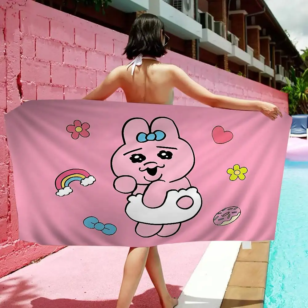 Cute cartoon pink O-Opanchu U-Usagi Microfiber Blanket Quick Drying Beach Towels Oversized Printing Super Absorbent Pool Towel