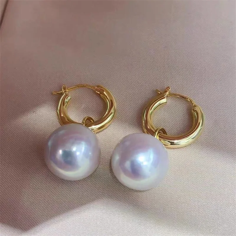 18K Pearl Earrings AAAA 9-10mm Designer Classic Women Earrings Party Jewelry Christmas Gift With Certificate Box 081601