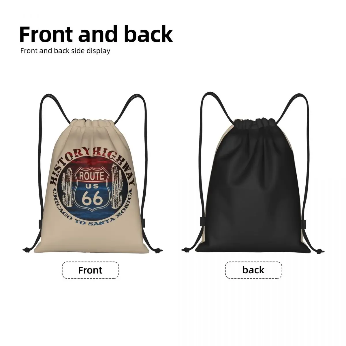 حقيبة ظهر Route 66 America Road Vintage Trip برباط حقيبة رياضية للرجال والنساء حقيبة تسوق #2