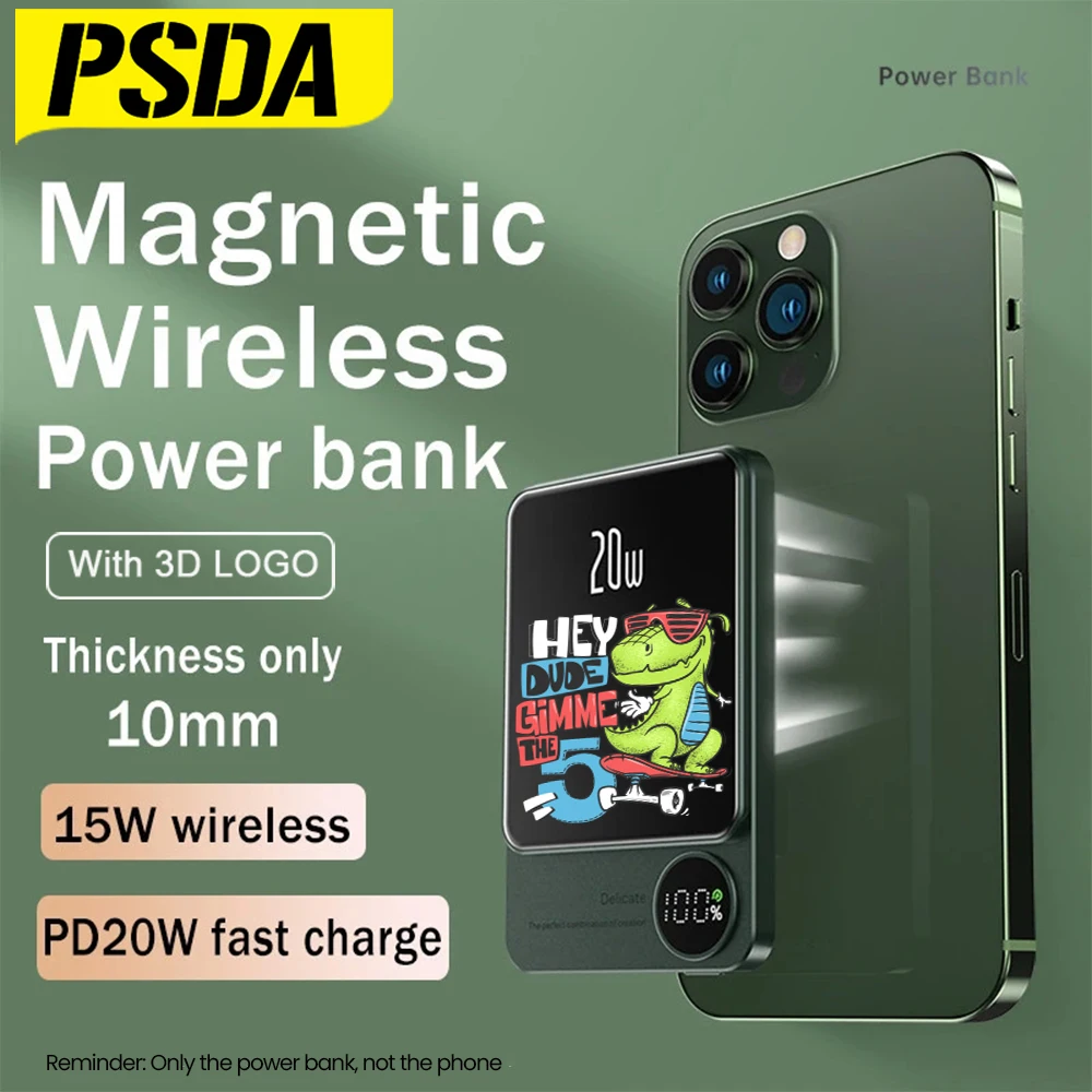 

PSDA 3D 10000mAh Magnetic Powerbank For iPhone 15 External Auxiliary Battery Wireless Fast Charging Charger Macsafe Power Bank