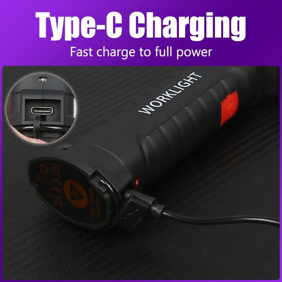 395NM UV Flashlight 5 Modes Black Light Flashlight USB Rechargeable Work Light with Outdoor Emergency Red White Light Torch
