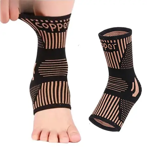 1Pcs Copper Ankle Brace Support for Men & Women,Ankle Compression Sleeve Socks for Plantar Fasciitis,Sprained,Achilles Tendon