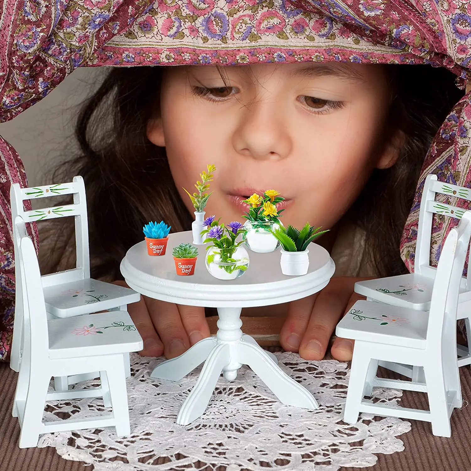 Dollhouse Plant, Miniature Bonsai Plant, Mini Potted Plant, Flower Model, Small Fake Green Decorative Toyhouse