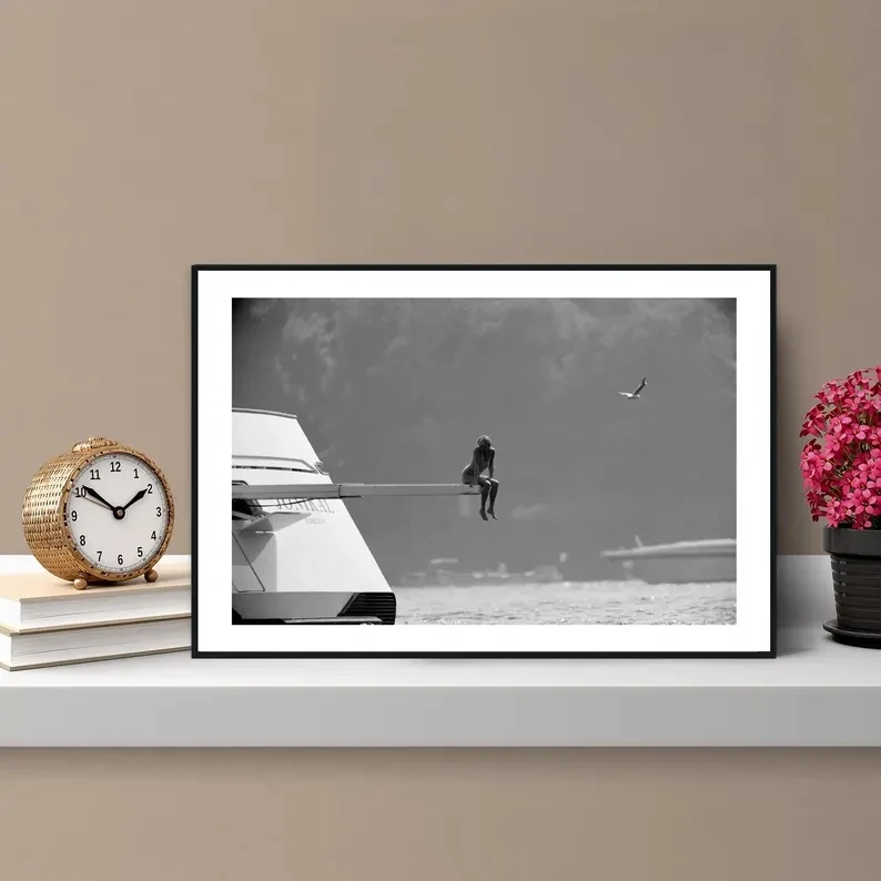 Moderne Fotografie der Prinzessin Diana auf der Yacht, Wandkunstdruck, Leinwandgemälde, Poster, Bild für Wohnzimmer, Schlafzimmer, Heimdekoration