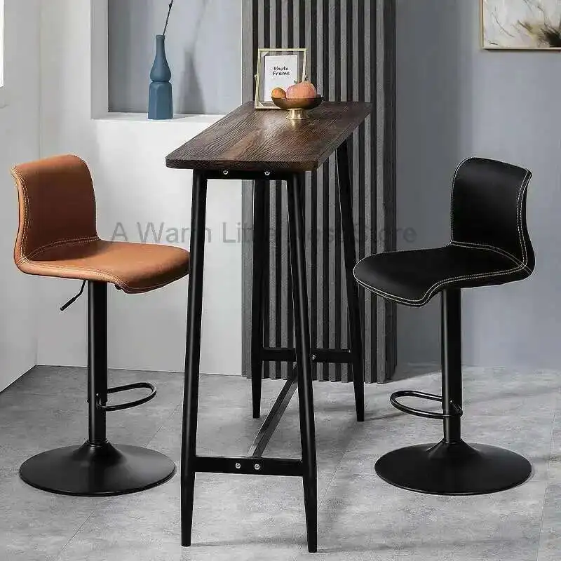 

Retro Iron Bar Chairs Swivel Adjustable Height Unique Italian Bar Stools Ergonomic Backrest Sillas De Bar Household Essentials