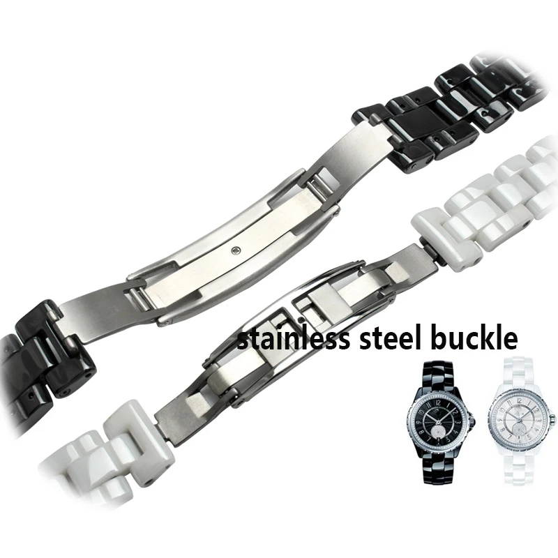For ceramics wristband high quality women\'s men\'s watch strap Fashion bracelet black white 16mm 19mm