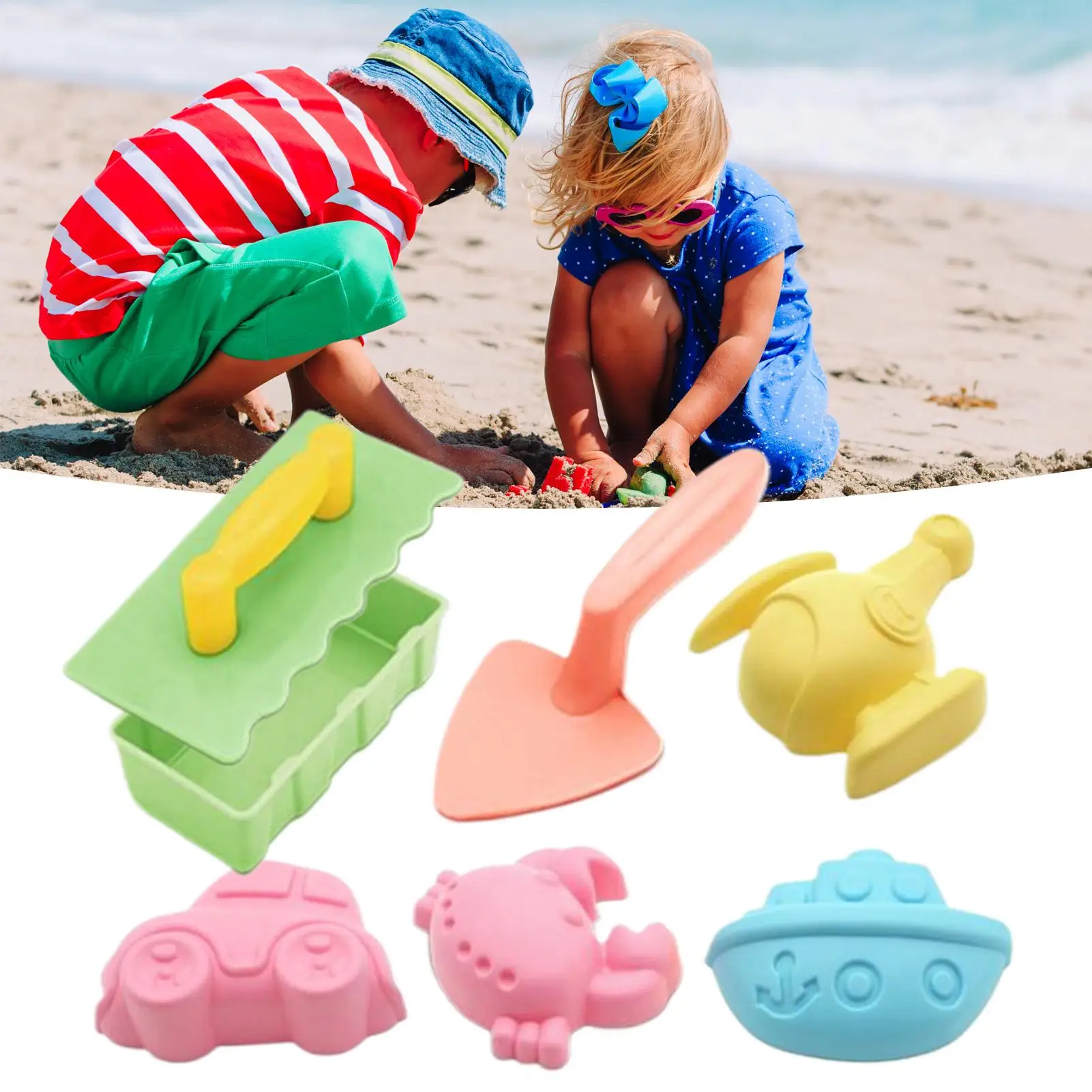 เด็กวัยหัดเดินของเล่นชายหาดแม่พิมพ์ทรายและชุดพลั่วพลั่วหิมะเด็กเกมการศึกษาก่อนวัยเรียนกิจกรรมการเรียนรู้สําหรับฤดูร้อนริมสระน้ํา