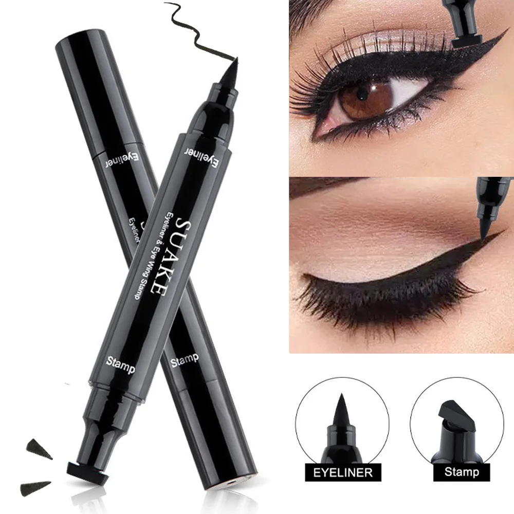 Black Eyeliner Double-ended Quick-drying Triangle Star Seal Eyeliner Pen Waterproof Lasting Non-smudge Liquid Eye Liner Pencil