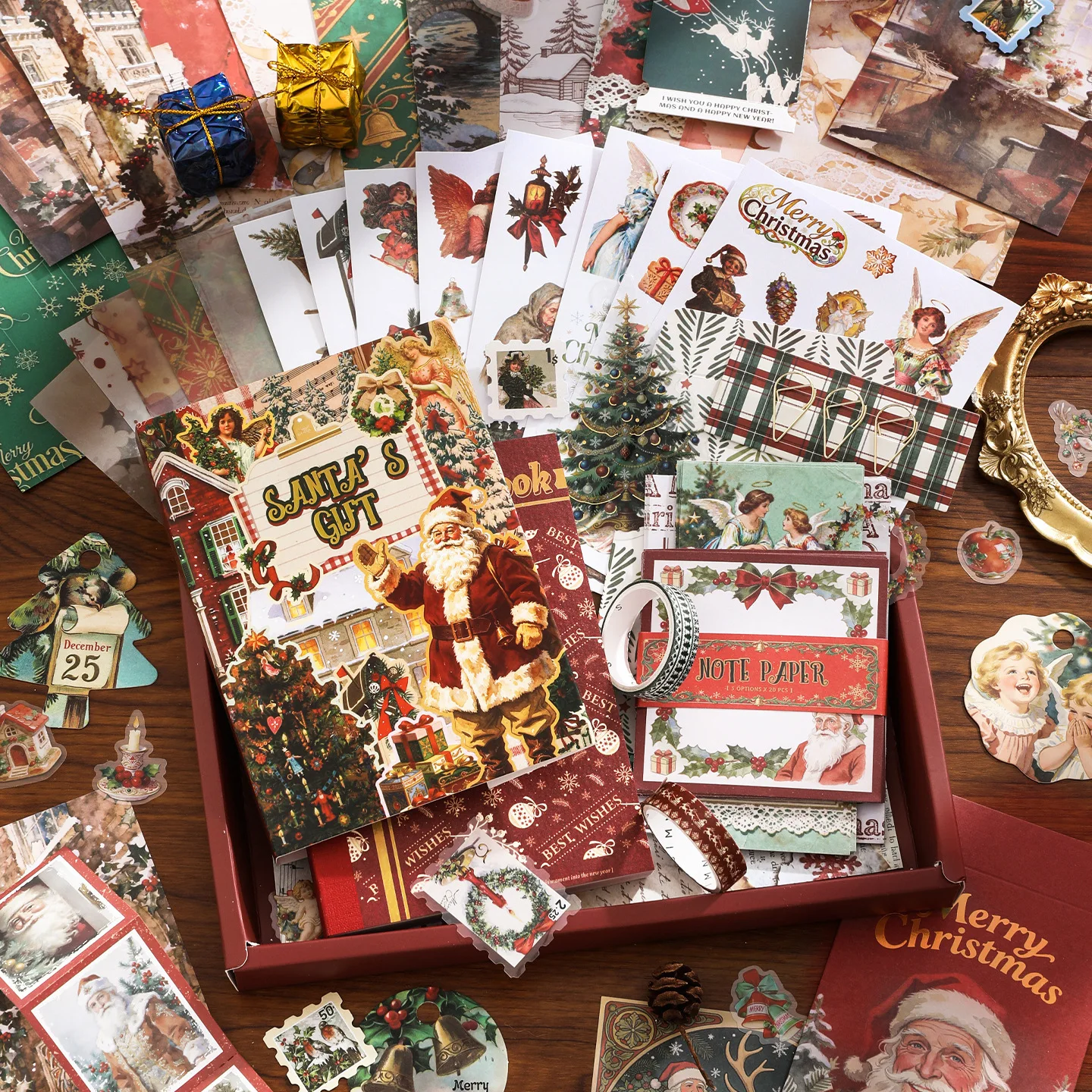 Christmas Scrapbook Kit Gift Box Set with Stickers Sticky Notes Decorative Paper for Journal Holiday Craft Supplies
