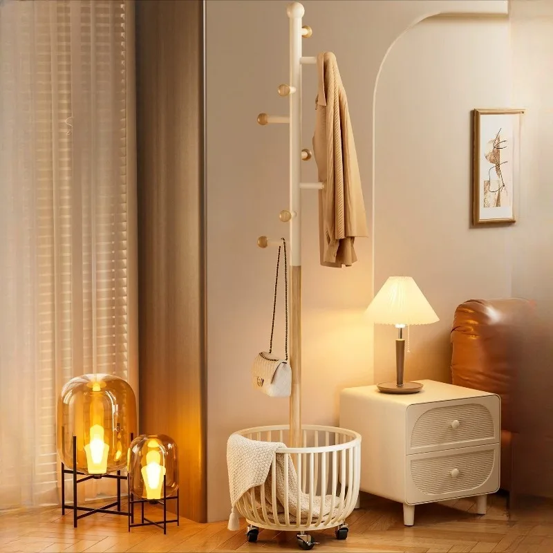 Storage Hallway Clothes Stand Tree Cream Style Cool Wheel Coat Rack Designer White Cheap Perchero Ropa De Pie Hotel Furniture
