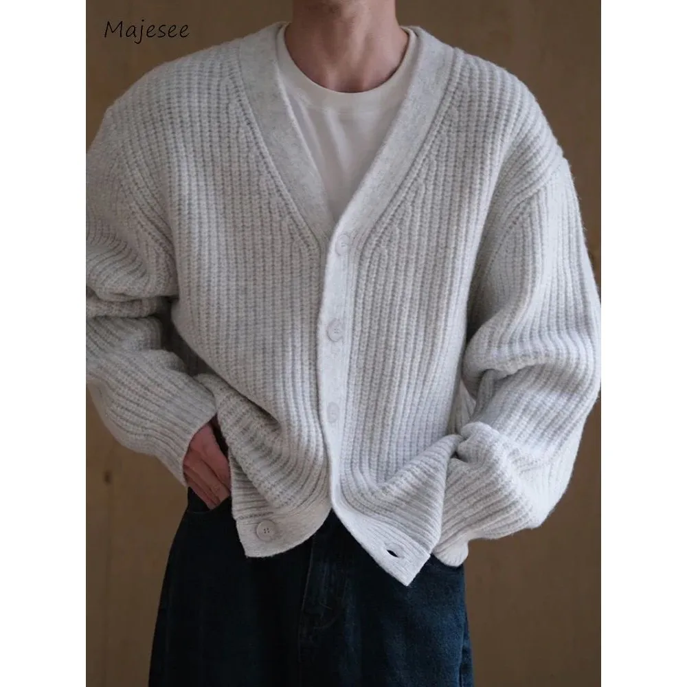 

Стильный теплый простой кардиган из высококачественной пряжи для мужчин, японский свитер с воротником из волокна Coolmax, деформируемый, подходит для Ciwalk