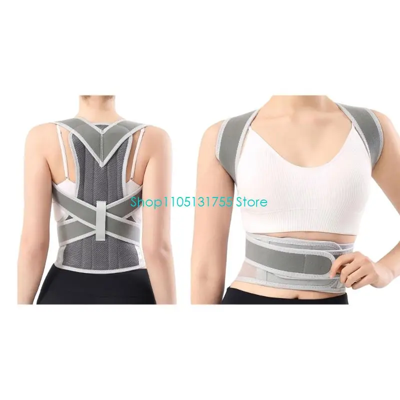 K0EF Adjustable Upper Back Wrap with Open Sections, Waist Support Belt Shoulder Brace for Desk Tasks, Reading and Daily Walking