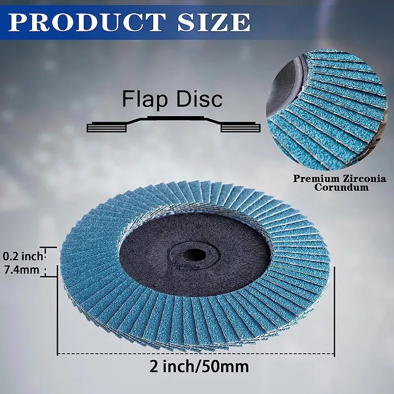 10 Uds discos de solapa 2 pulgadas 50mm discos de lijado azules 40 60 80 120 cuchillas de muelas de grano para amoladora angular