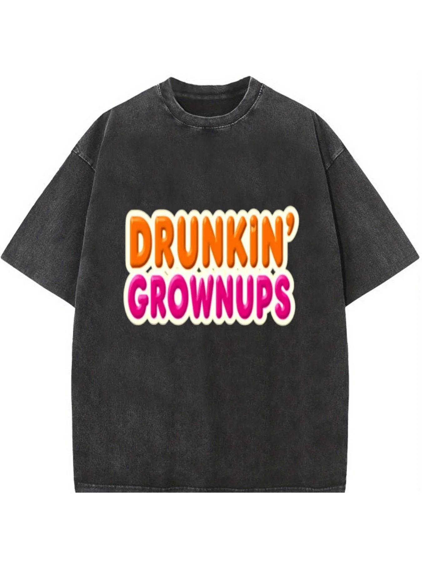 Men's Trendy Pure Washed T-Shirt, 230-Pound Quality Creative Modern Print Anti-Wrinkle T-Shirt, Suitable for All Seasons, Thick and High-Quality, Perfect for Year-Round Wear, Ideal for Fitness and Outdoor Activities