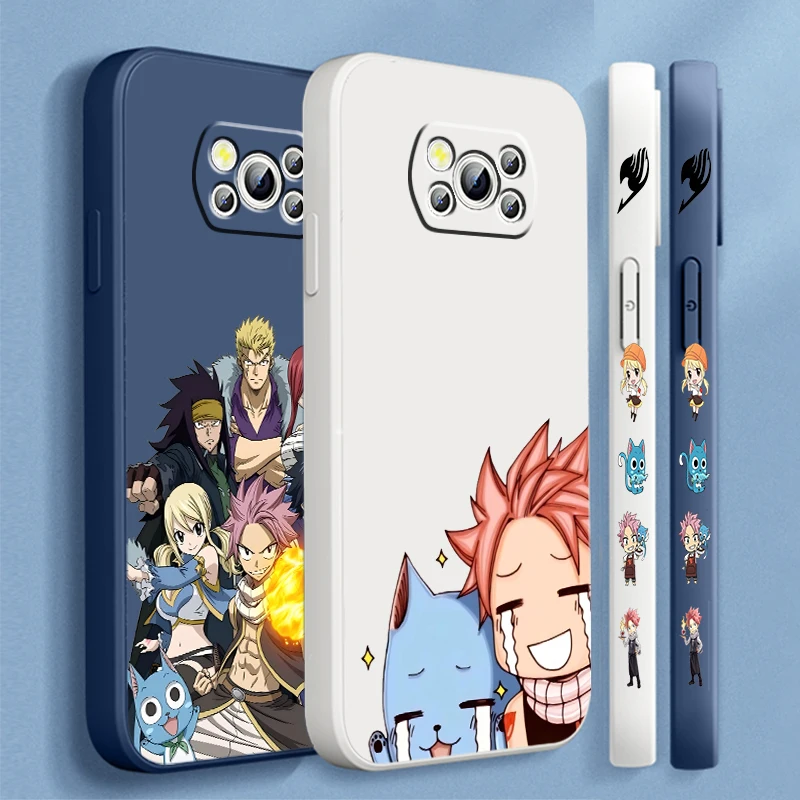 F-Fairy Tail Cartoon Cute Liquid Left Rope For Xiaomi Mi Poco X6 X5 X4 X3 M6 M5 M5S M4 M3 F5 F4 F3 C65 C55 C40 Pro 5G 4G Soft