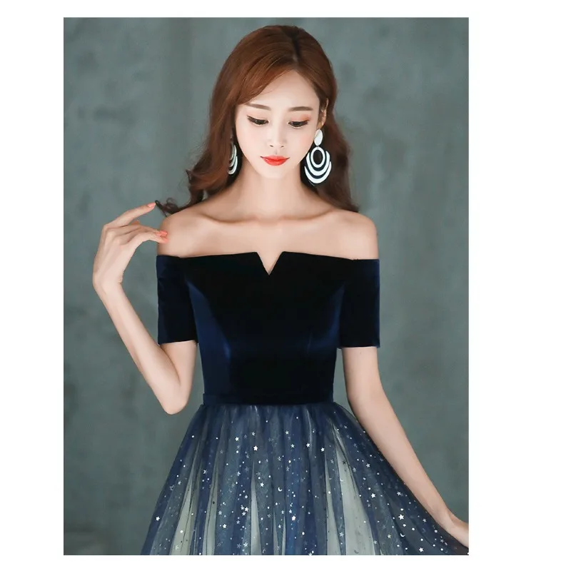 2026 Summer Women's New High Quality Luxury Black Glitter Host Performance One Shoulder Banquet Slimming Evening Dress